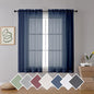 Navy Blue Sheer Curtains 2 Panels by OVZME