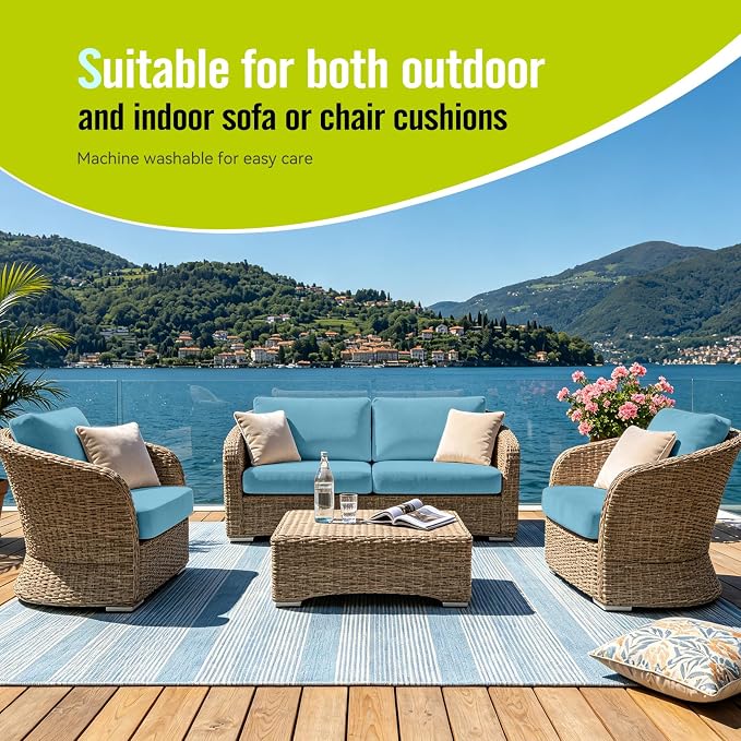8Pcs Outdoor Cushion Covers, Stretch Patio Furniture Couch Chair Slipcovers | - Image 8