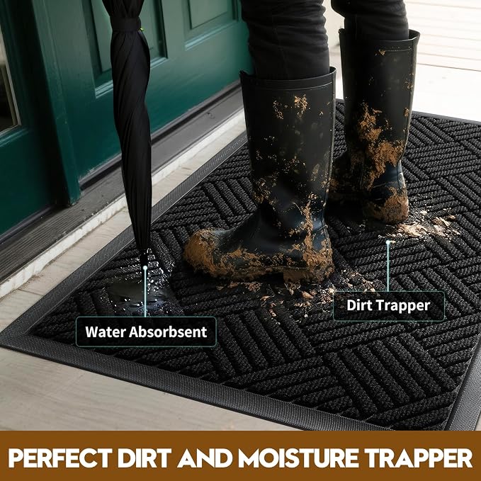 Front Door Mat, Heavy Duty Waterproof Doormat 35.5"x24", Stain Fade Resistant - Image 3