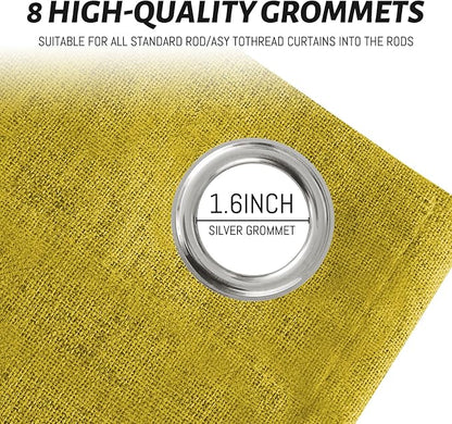 Yakamok Mustard Yellow Linen Textured Curtains 84 Inches Long - Image 4