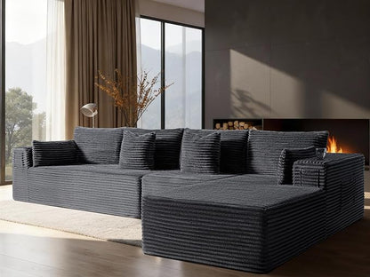 138" Oversized Cloud Sectional Couch, Comfort L Shaped Boneless Couch by VYUXWO