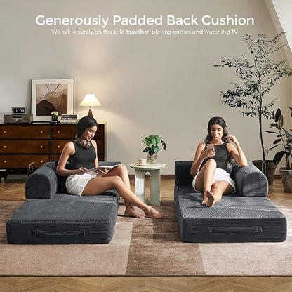 79" Convertible Sofa Bed with Fixed-Shape Frame & Removable Armrests, Modular - Image 4