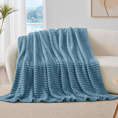 BEDELITE Striped Fleece Throw Blanket, Soft Cozy, Lightweight Warm, Machine - Image 8