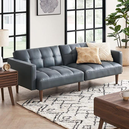 mopio Aaron 76.8" Couch, Small Futon Sofa Bed, Mid Century Modern Futon Couch - Image 3