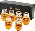 Kollea Bartender Kit, Grenade Shaped Shot Glass Set of 6, Cool Shot Cups with Heavy Base for Tequila, Military Birthday Gifts for Men Father, Party Men Cave Decor, Liquid Measuring Cups, Whiskey Grail