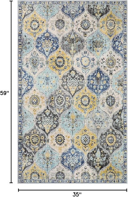 Lahome Moroccan Washable Small Area Rug, 3x5 Area Rug - Image 2