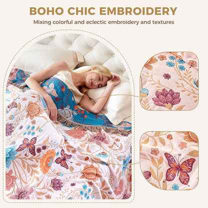 LUTBM Boho Throw Blanket for Couch Sofa Chair Cotton Summer Blankets for - Image 4