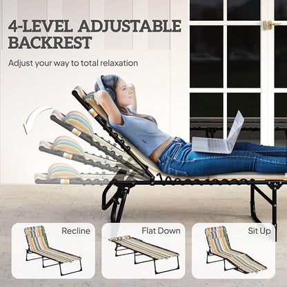 Outsunny Folding Chaise Lounge Chair, Patio Sun Tanning Chair, Outdoor Chaise - Image 4
