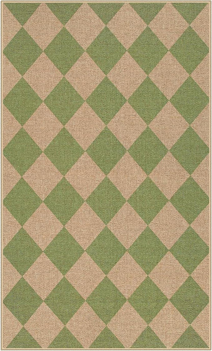 Lahome Checkered Easy Jute 3x5 Outdoor Rug, Washable Rugs - Image 8