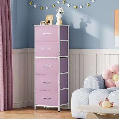 WLIVE Fabric Dresser for Bedroom, 5-Drawer Tall Dressers, Storage Organizer - Image 2