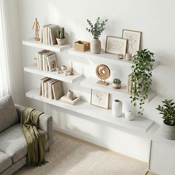 12 inch Deep Floating Shelves for Wall, 55 inch Wide Engineered Wood Wall - Image 3