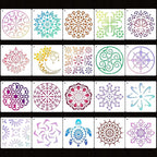20 Pcs 4x4'' Mandala Stencils for Painting on Wood, Floor, Wall, Tile Fabric, Reusable Furniture Stencils Painting Template Mandala Template for DIY Rock Art Projects Decoration