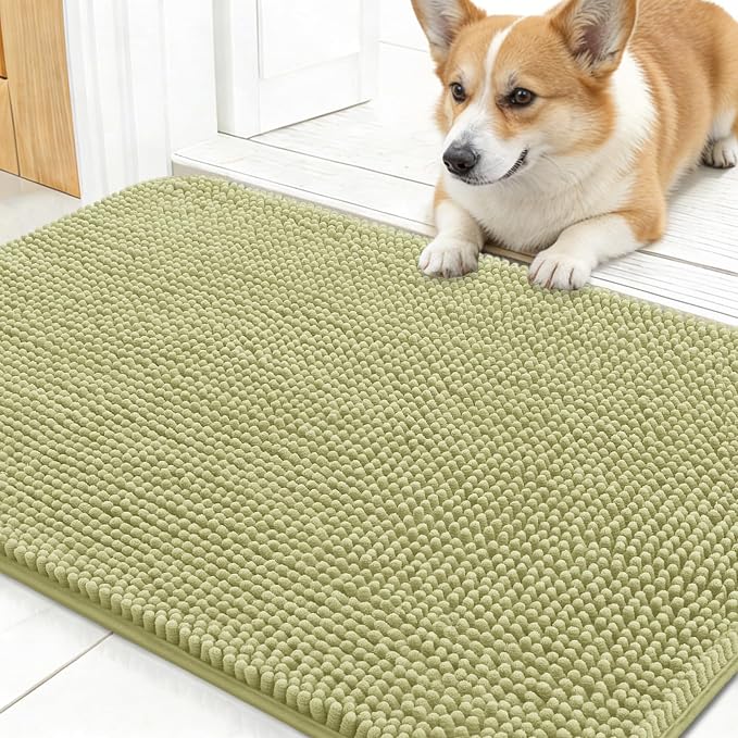OLANLY Dog Door Mat for Muddy Paws 24x16, Super Absorbent Chenille Mud Mat | by OLANLY
