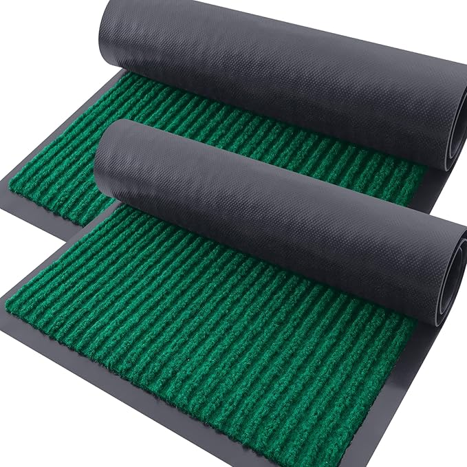 OLANLY 2-Pack Front Door Mats 59x23, Waterproof Heavy-Duty Doormats | Green by OLANLY
