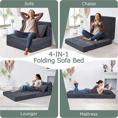 Folding Sofa Bed, 4 in 1 Convertible Sleeper Chair - Image 4