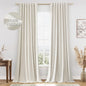 100% Blackout Linen Curtains for Bedroom 90 Inches Long Natural Cream Black Out by Guken