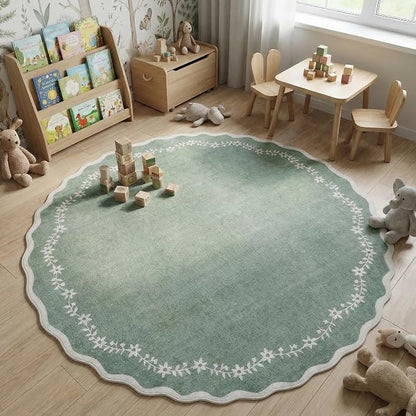 GarveeHome Round Rugs 6ft Scalloped Washable Circle Rug - Image 2