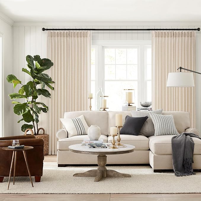 Topfinel 105 Inch Curtains 2 Panels Set, Two Packs Pinch Pleat Back Tab Linen - Image 7