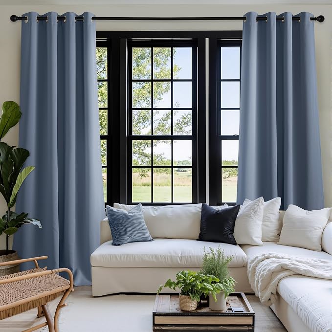 NICETOWN Room Darkening Draperies Curtains Panels, 2 Panels Stone Blue W52 x L84 - Image 8