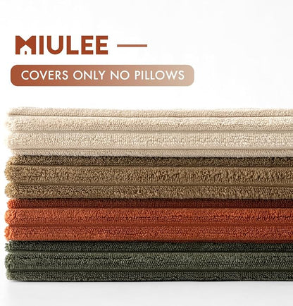 MIULEE Fall Corduroy Decorative Throw Pillow Covers Rust-Olive Green 20x20 | - Image 6