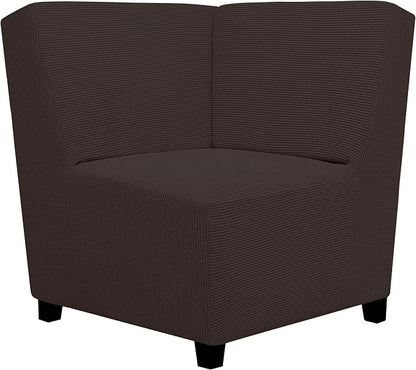 Easy-Going Stretch Soft Sectional Corner Sofa Couch Slipcover Chocolate | by Easy-Going