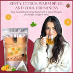 Tealeaf & Co. Orange Ginger Mint Tea Blended with Fresh Herbs and Spices - Herbal Tea Bags with Orange Peel, Ginger, Star Anise, Spearmint & Lemon Grass - Low Caffeine - Gluten Free - 50 Teabags