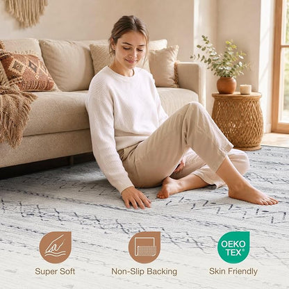 cotiled Boho 12x15 Area Rug for Living Room: Large Moroccan Washable Rug | - Image 3