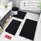 Arotive Luxury Chenille Bathroom Rug Mat, Extra Soft Thick Absorbent Shaggy Bath Rugs, Non-Slip Machine Wash Dry, Plush Bath Mats for Bathroom, Shower and Tub, 60x24, Black
