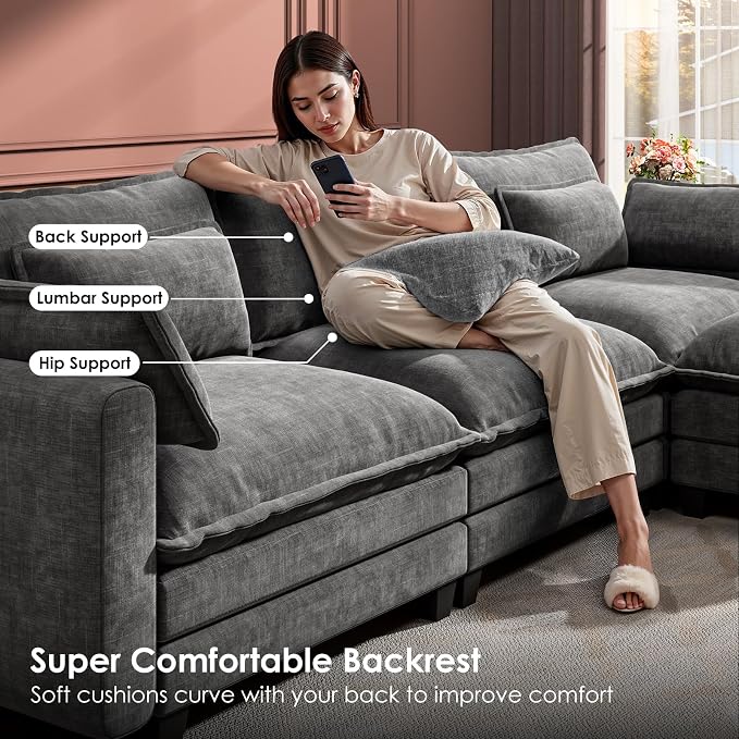 Marsail Modular Sectional Sofa 110.6" U-Shaped Modern Comfy Cloud Couch - Image 3