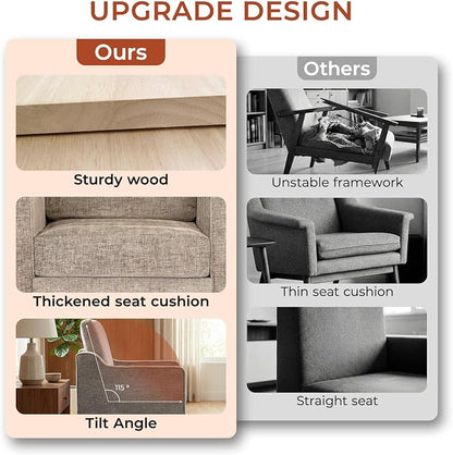 TLSUNNY Mid-Century Accent Chair, Modern Upholstered Chenille Armchair & Padded - Image 7