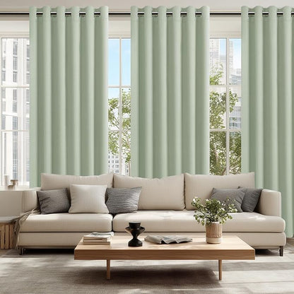 Grommet Blackout Curtains for Bedroom, 70 x 84 Inches Seafoam Green | Thermal - Image 6