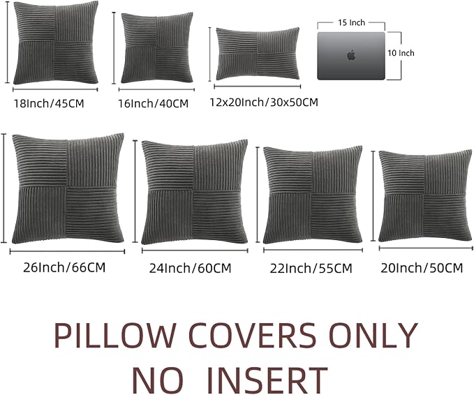 Fancy Homi 2 Packs Dark Gray Decorative Throw Pillow Covers 22x22 Inch - Image 7