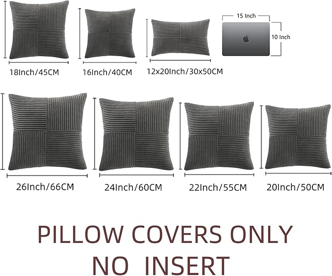 Fancy Homi 2 Packs Dark Gray Samll Decorative Throw Pillow Covers 12x12 Inch - Image 6