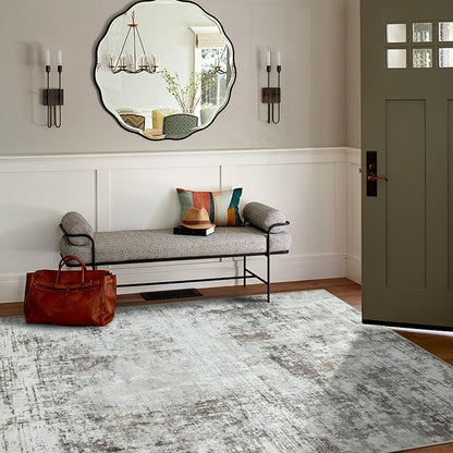 6x9 Area Rugs for Living Room Bedroom Dining Room Washable Brown Grey | Soft - Image 3