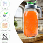 Cold Brew Mason Jar Iced Coffee Maker 64 Oz Wide Mouth Jar Cold Brew Pitcher With Coffee Filter Food Grade Airtight & Leak-Proof Pitcher 2 Quart