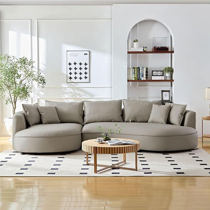 125'' Leather Curved Sofa Couch Sectional Sofa Couch - Image 3