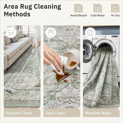 Soalmost 4x6 Area Rug for Living Room, Washable Rugs Non-Slip, Thin Foldable - Image 6