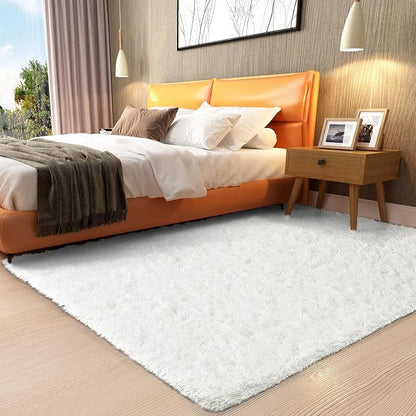 Ophanie White Rugs for Bedroom Fluffy, Kids Baby Shaggy Shag Fuzzy Soft Carpet by Ophanie