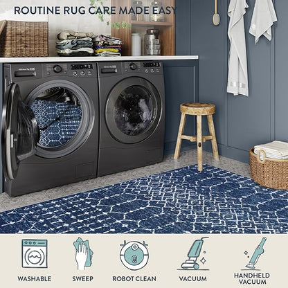 Lahome Moroccan Living Room Rug 9x12 Non-Slip Washable Ultra-Thin Soft Large - Image 4