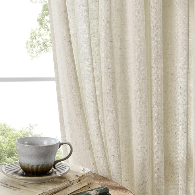 Joydeco Linen Curtains 96 Inch Length 2 Panel Sets, Light Filtering Curtains - Image 3