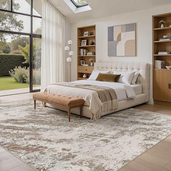 DMOYEST 5x7 Washable Area Rug: Abstract Modern Non-Slip Carpet, Soft Low Pile - Image 4