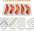 Small Baking Cooling Rack Set of 2, E-far Stainless Steel Toaster Oven Rack for Cooking Roasting Grilling Meat, 8.6” x 6.2” Metal Bakeable Wire Racks for Cookie Cake Bacon - Dishwasher Safe