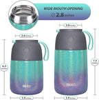 Insulated Thermo Food Jar for Hot & Cold Food for Kids Adult, 17&24 oz Soup Thermal Hot Food Containers for Lunch, Triple Layer Insulation Stainless Steel Food Jar with Spoon(2 Pack Rainbow)