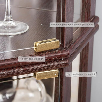 Corner Curio Cabinet, Light Bulb Inclued, Wine Bar China Cabinet - Image 8
