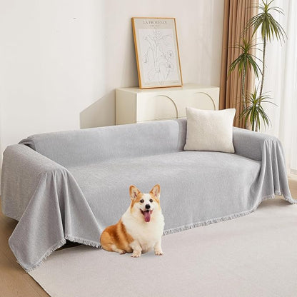 MYSKY HOME Light Gery Chenille Sofa Cover by MYSKYHOME
