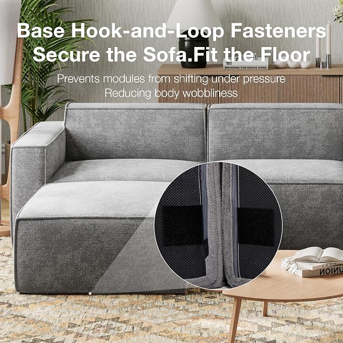 Novilla 151.2" Modular Sectional Sofa, No Assembly Cloud Sectional Couch - Image 4