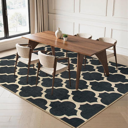 Lahome Moroccan Outdoor Rug 5x7, Easy Jute Black Washable Rugs - Image 7