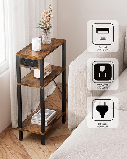 TUTOTAK Narrow Side Table with Charging Station, Small End Table with USB Ports - Image 6