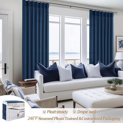 Navy Extra Long Light Filtering Sheer Curtains 108 Inches Long - Image 5