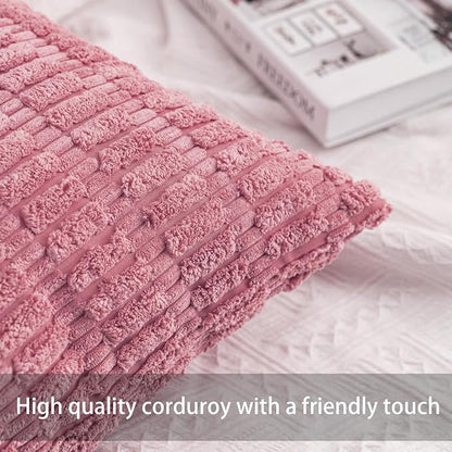 Aegero Pack of 2 Corduroy Decorative Throw Pillow Covers 12x20 Inch - Image 2